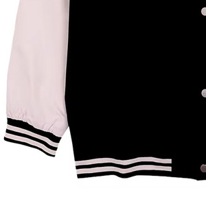 Vente en gros de vestes noires personnalisées teintes unies en laine mélangée pour hommes Jersey de sport surdimensionné Veste universitaire vierge à manches brodées - Product Image 4