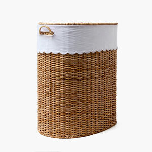 Rattan hamper <b>basket</b> with <b>fabric</b> liner factory price <b>storage</b> hampers hand-braided bin <b>baskets</b> - Product Image 2