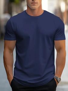 Ropa deportiva informal para hombre con logotipo personalizado, Conjunto de camiseta y pantalones cortos, cuello de secado rápido, patrón sólido, estilo Formal, ropa de entrenamiento de punto - Product Image 3