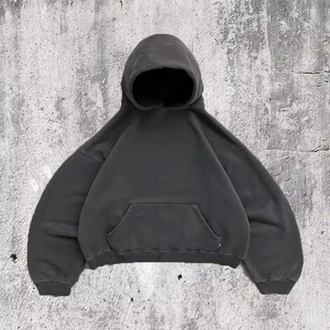 Sweat à capuche surdimensionné pour homme avec logo personnalisé 2026, 100% coton avec polaire en polyester doux, épaules tombantes, style ample pour l'hiver - Product Image 1