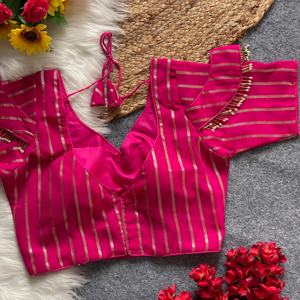 Hermosa blusa de seda con cuello en V de Georgette con mangas de pasta de corte único estilo de verano abierto - Product Image 5