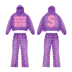 Conjunto de Sudadera con Capucha y Pantalones Deportivos Holgados Personalizados para Hombre, Estilo Desgastado con Lavado Ácido - Product Image 6