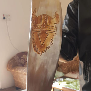 Taza vikinga de cuerno de búfalo Real hecha a mano religiosa ecológica Nórdica para cerveza hidromiel regalo marca recreación - Product Image 4