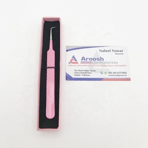 Pinzas para pestañas de 90 grados con recubrimiento de polvo rosa para bebé, venta al por mayor, pinzas profesionales para pestañas con agarre de diamante sólido de acero inoxidable - Product Image 3