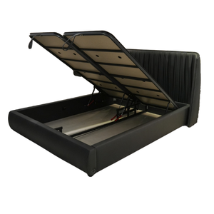 Tête de lit de luxe en cuir Heritage confortable avec rangement et cadre en acier, base relevable moderne - Product Image 2