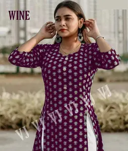 Yeni son hint ve pakistan tarzı tasarımcı Salwar Kameez takım elbise gündelik giyim Rayon Kurtis hint ürünleri için düğün kıyafeti
