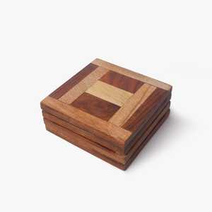 Sous-verres carrés en bois d'acacia Protection pour comptoir et surfaces de table Taille 4 "x 4" - Product Image 5