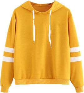 Sweat-shirt à capuche noir surdimensionné avec manches rayées blanches, unisexe, décontracté, en molleton de coton, pour l'automne - Product Image 1