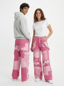 Pantalones Vaqueros Cargo de Moda para Otoño e Invierno, Estilo Patchwork, Pierna Ancha, Estilo Urbano, Multibolsillos, Casuales - Product Image 4