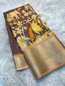 Sari de Seda Suave con Diseño Jacquard, de Secado Rápido, Sin Arrugas, Corte Regular, para Todas las Temporadas, Estilo de Fiesta para Mujer, para Fiestas y Ocasiones Casuales - Product Image 3