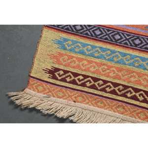 Alfombra Turca Vintage de 2.6x4.8 pies (80x147 cm), Alfombra de Camuflaje Roja y Azul - Product Image 3