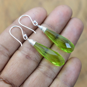 Pendiente de piedra preciosa de peridoto verde, Plata de Ley 925, gota hecha a mano, regalo de joyería para mujeres y niñas, precio de fábrica al por mayor - Product Image 2