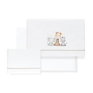 Parure de lit en coton 3 pièces motif girafe et éléphant pour poussette, modèle tissé à motif de dessin animé pour lit bébé - Product Image 1
