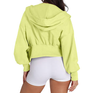 Nouveau gros femmes Polyester coton lavage à l'acide sweats à capuche de haute qualité haut court décontracté Street Wear sweats à capuche - Product Image 6