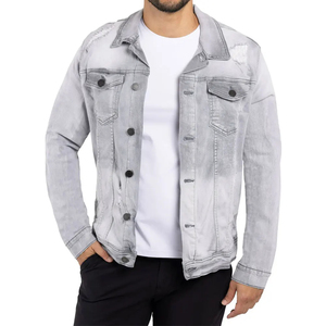Veste en jean décontractée pour homme, en toile imperméable, à capuche avec logo frontal, idéale pour le quotidien et la superposition - Product Image 1