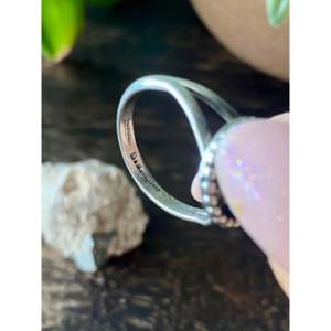 Cushion Cut <b>Blue</b> <b>Opal</b> Sterling Silver <b>Ring</b> Navajo Handmade Statement Jewelry Size 6.75 - Product Image 5