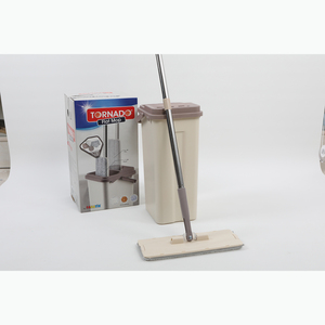 Modern <b>Microfiber</b> Flat <b>Mop</b> Set with Absorbent Bucket System Squeezable Floor Cleaning Tool - Product Image 3