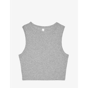 Tri-mélange Bella Canvas 1019 Micro Rib Racer Tank Short Length Lifestyle Mockup Crop Top - Product Image 1