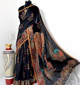 Saree indien vintage classique en tissu doux pour femmes, vêtements de fête, vêtements de mariage ethniques fantaisie - Product Image 1