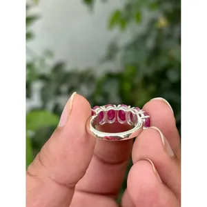 <b>Ruby</b> <b>Eternity</b> Band <b>Ring</b> 925 Sterling Silver Handmade Gemstone Band <b>Ring</b> Wholesale Jewelry Supplier - Product Image 6