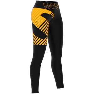 Leggings de yoga taille haute longueur intégrale avec imprimé géométrique rouge et noir en Spandex et Polyester, extensibles dans les quatre sens - Product Image 4