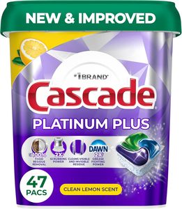 Cascade Platinum Plus Dishwasher Pods, Dishwasher <b>Detergent</b>, Dish <b>Detergent</b> Soap, Lemon, 47 Count - Product Image 2