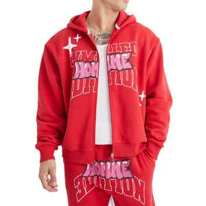 Fabricantes de pantalones acampanados personalizados traje de sudor Vintage lavado ácido sol desteñido Puff estampado 100% algodón Jogging hombres Puff estampado chándal - Product Image 5