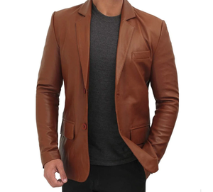 Chaqueta informal ajustada de estilo británico de cuero genuino 100% de alta calidad para hombre, chaqueta de negocios de invierno con bolsillos y forro transpirable - Product Image 2