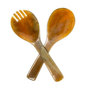 Serveur de salade en corne naturelle de qualité supérieure ensemble de 2 pièces fourchette et cuillère mélange de salade personnalisé et servant des ustensiles de cuisine et de la vaisselle - Product Image 2