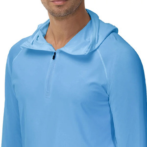 Chemise de pêche à manches longues à capuche respirante personnalisée UPF 50 pour hommes avec protection UV, séchage rapide, polyester/coton, taille plus - Product Image 4