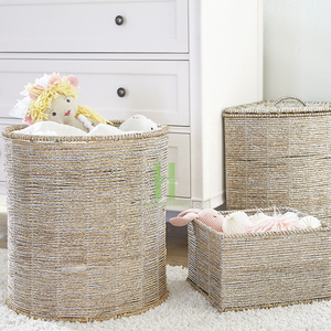 New Arrival Seagrass Storage <b>Basket</b> for <b>Laundry</b> Clothes Organization OEM Handwoven Kids Toys Organizer Storage <b>Baskets</b> - Product Image 5