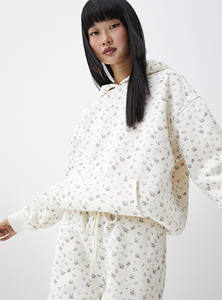 Sudadera con capucha de lana con flores pequeñas para mujer Sudadera acogedora con atractivo detalle floral - Product Image 6