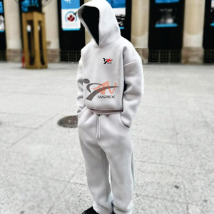 Conjuntos Deportivos Personalizados de Algodón Grueso con Logotipo, Sudadera con Capucha de Felpa Francesa, Pantalones Deportivos para Hombre - Product Image 2