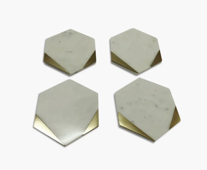 Meilleures ventes de sous-verres ronds faits à la main en marbre blanc de qualité supérieure avec des motifs en laiton classiques Approvisionnement dans le monde entier - Product Image 2