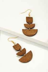 Handmade Angel-Inspired Eco-Friendly Jewelry <b>Interlocking</b> Wooden Pendant <b>Necklace</b> Buffalo Horn Resin Wood Metal Bone Earrings - Product Image 5