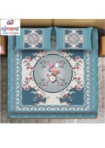 Juego de cama de algodón Ajmera de 7 piezas, funda nórdica con estampado geométrico azul y blanco, funda de almohada, colección para el hogar para todas las estaciones - Product Image 4