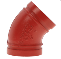 Raccord de tuyauterie en fonte ductile rainuré rouge à 45 degrés pour la protection incendie et les systèmes de plomberie