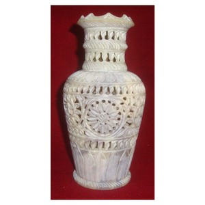 Hot Selling Of Natural Soapstone Floral With Leafs Carving Design <b>Vase</b> <b>For</b> Home <b>Decorative</b> Rounded Unique Designed Pot Giveaways - Product Image 1