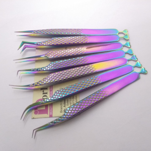 Essential Beauty Tweezers <b>Rainbow</b> Plasma With Heart Shape Design Handle Eyelash Extension Tweezers Custom Logo Lash Tweezers - Product Image 1