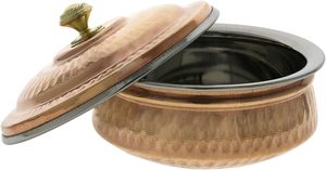 <b>Set</b> of 2 Handmade Eco-Friendly Indian <b>Dinnerware</b> Copper Tureen with Lid 700ml Serving Bowl - Product Image 2