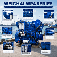 Motor Diésel Marino SCDC Weichai WP4C120-18 de 4 Cilindros, 88KW, 120HP, 1800RPM, Motor de Propulsión Interna para Embarcaciones de Pesca