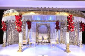 Mandap de mariage de pilier de base d'éléphant majestueux pour les États-Unis Mandap élégant pour les mariages de destination meilleure scène traditionnelle de fibre de pilier - Product Image 5