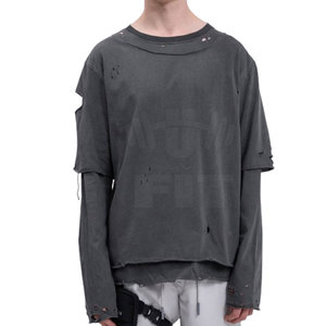 Sweat-shirt décontracté pour homme en coton 100% de haute qualité, respirant, effet usé, pour l'hiver - Product Image 1