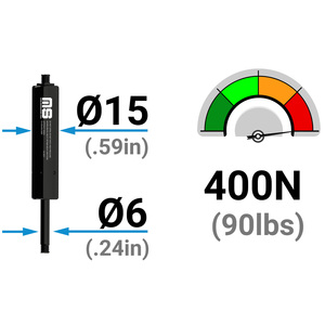 Cilindro de Pistón de Resorte de Gas Universal Industrial de Alta Precisión Hecho en Turquía, Envío de Existencias, M6-M6, 209 mm, 8.23 Pulgadas de Longitud - Product Image 4