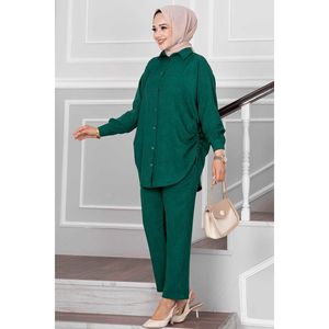 Ensemble hijab 2 pièces avec plis latéraux, émeraude, 165 cm, S/M-2XL/3XL - Product Image 4