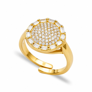 Baguette Zircon Stone Round Design <b>Adjustable</b> <b>Ring</b> Turkish Handcrafted Wholesale 925 Silver Sterling Women Jewelry - Product Image 3