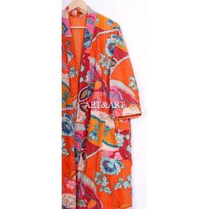 Vintage Festival Fashion Hand Made kimono elegant Print Kantha Kimono with <b>belt</b> New Kantha Quilted Short Kimono <b>Women</b> Wear - Product Image 3