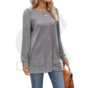 Camiseta de Manga Larga para Mujer, Holgada, Informal, con Bolsillos, Diseño de Adhesivo Personalizado, Logotipo en Color - Product Image 6