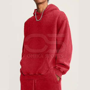 Sweat à capuche délavé à l'acide en coton mélangé pour hommes, style streetwear vintage avec poche kangourou et capuche - Product Image 4