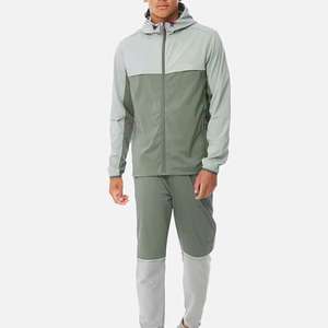 Ensemble survêtement pour homme, veste coupe-vent et jogging en microfibre satinée personnalisée, brodée, séchage rapide, automne - Product Image 1